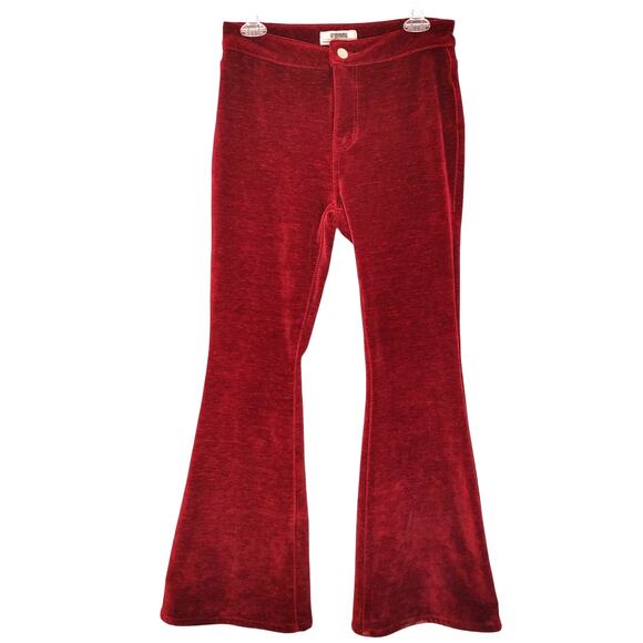 Rock & Roll Denim Bargain Button Flare Corduroy Pants Red Stretch Womens 28x30 - Picture 2 of 9